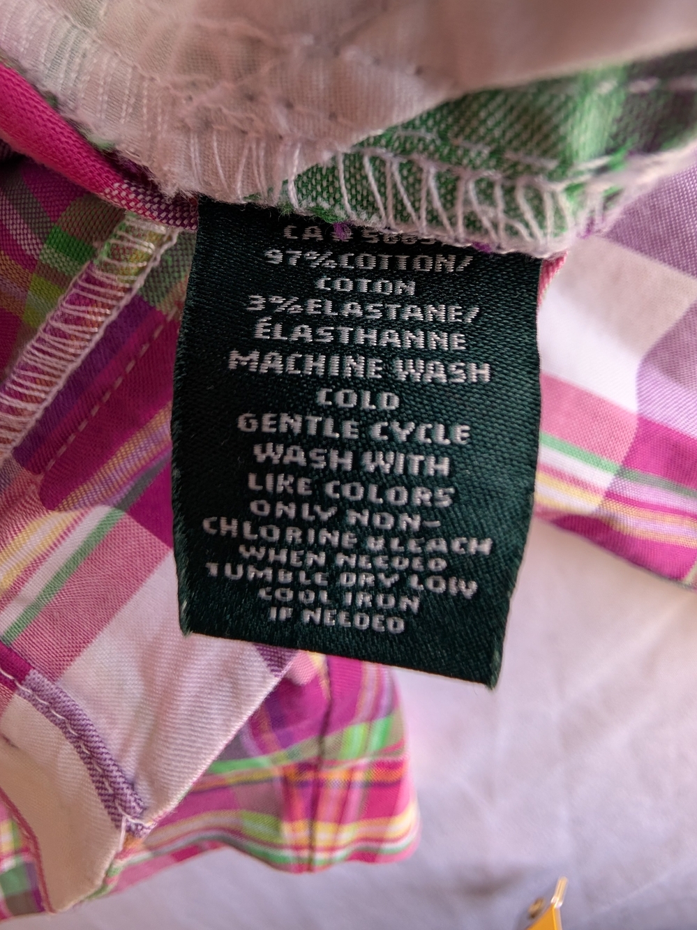Lauren Ralph Lauren Plaid Cotton Shorts - Pink, Purple, Green - Picture 6 of 9